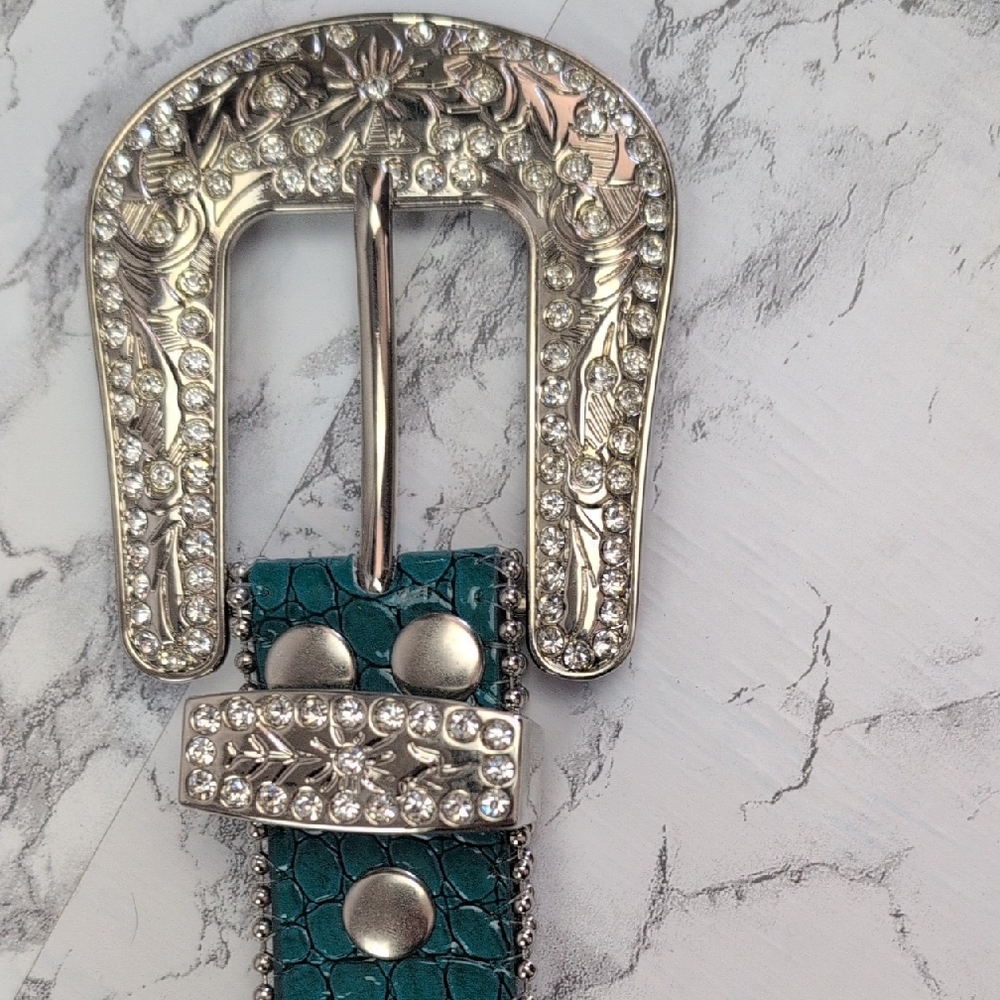 Chic Turquoise and Silver Embellished Belt - Picture 2 of 8